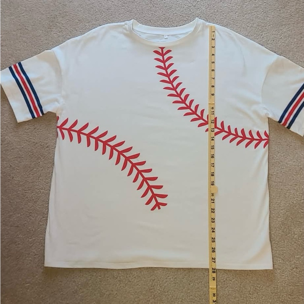 💵NEW💵White Baseball Stitch T-Shirt size XL ⚾️ - Picture 8 of 8